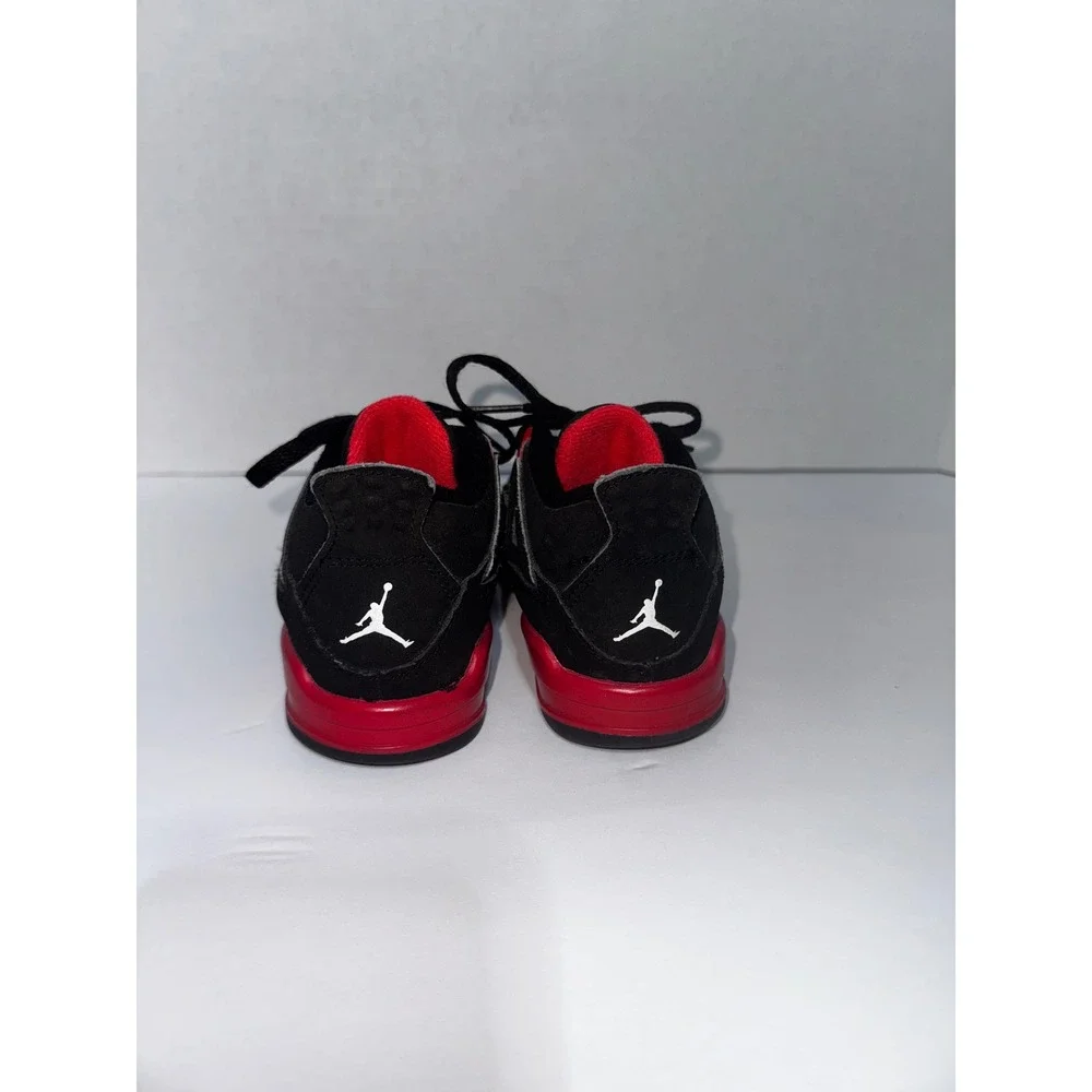 Nike Jordan 4 Retro Sneakers Black and Red Toddler Size 10 - Picture 3 of 6